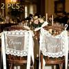 2PCS Creative Wedding Chair Back Lace Cover Reusable Strap Chair Cover  Chair Decor
