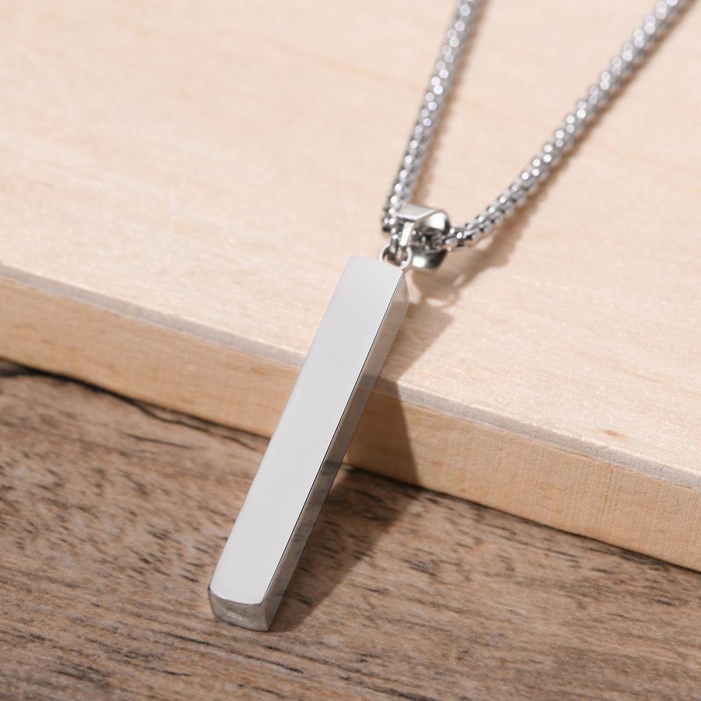 Vnox Stylish Rectangle Bar Men Pendant Necklace,Classic Stainless Steel Box Chain Neck Collar for Male Jewelry Gift