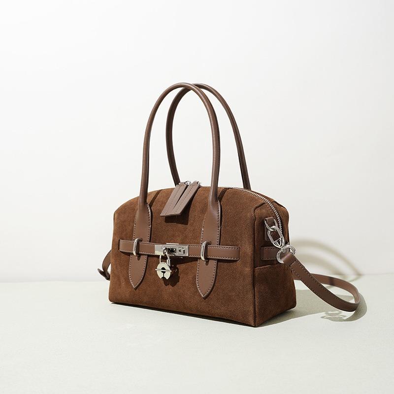 Premium Handbag New Matte Suede Boston Bag Simple and Versatile Fashionable Women's Large-capacity Messenger Bag