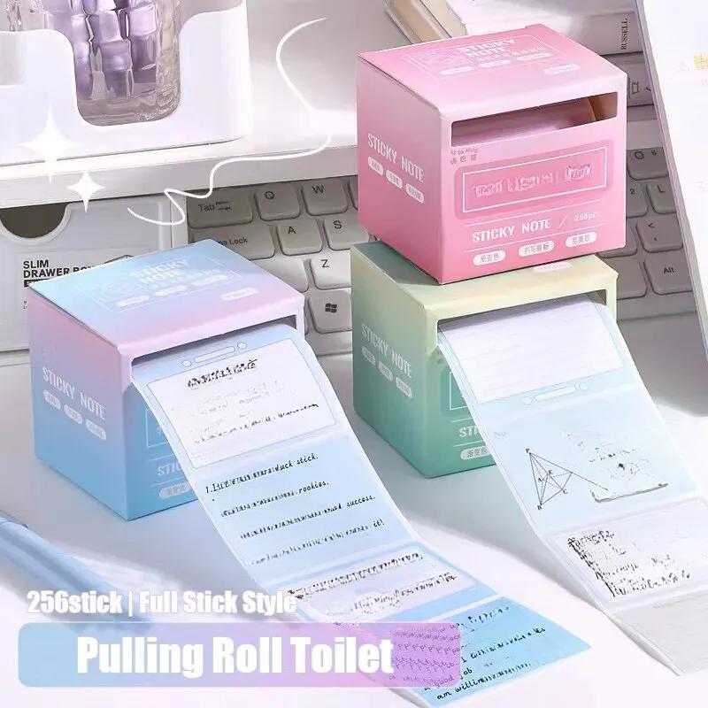 256pcs/Box Pull-out Sticky Notes Fully Adhesive Tearable Sticky Notes Stickers 8 Formats Ideal for Office Student and Home Use!