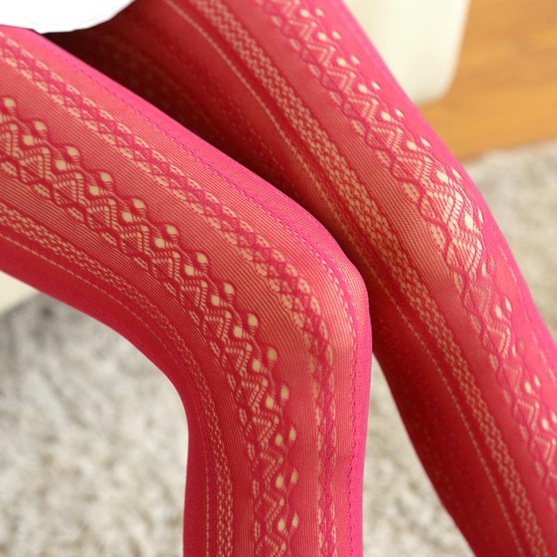 

1 пара нейлоновых чулок-колготок Лолита с кружевом, жаккардовым полым узором, милые колготки женские красный