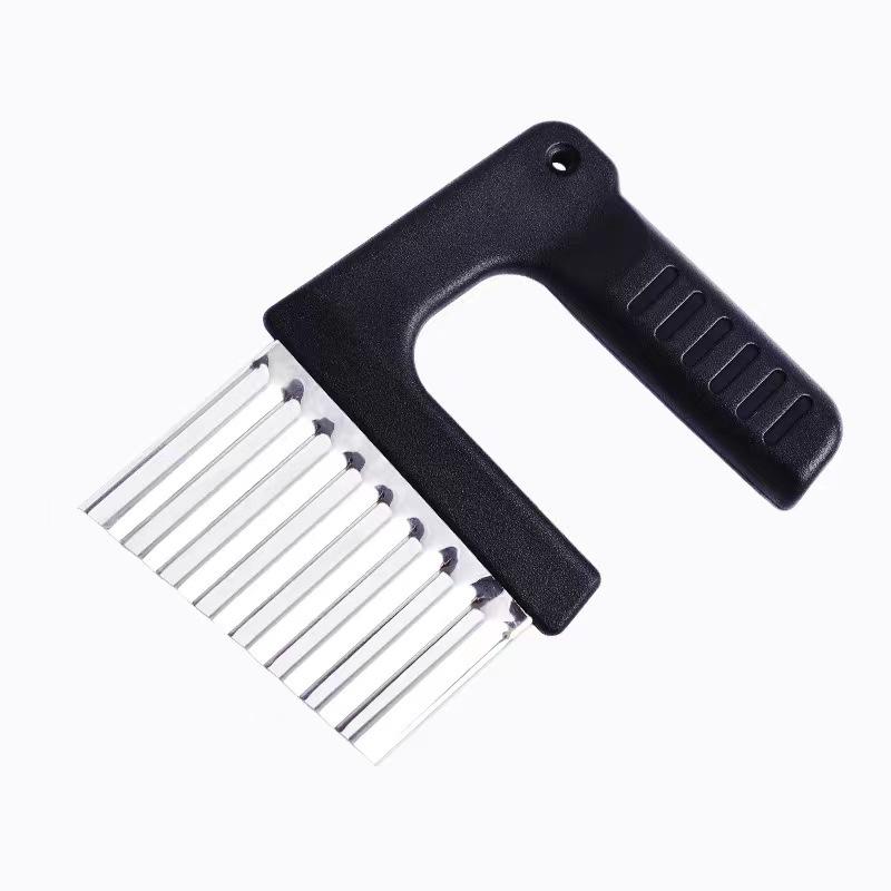 Stainless Steel Potato Chip Slicer Dough Vegetable Fruit Crinkle Wavy Slicer Knife Potato Cutter Chopper French Fry Maker Fries