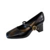 G6850-202 black single shoes women's 2025 new spring and summer thick heel French Mary Jane women's shoes with skirt