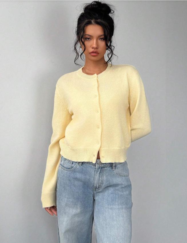 Women's Long Sleeve Knit Cardigan - Soft, Short, Loose, Slimming Autumn/Winter 2025