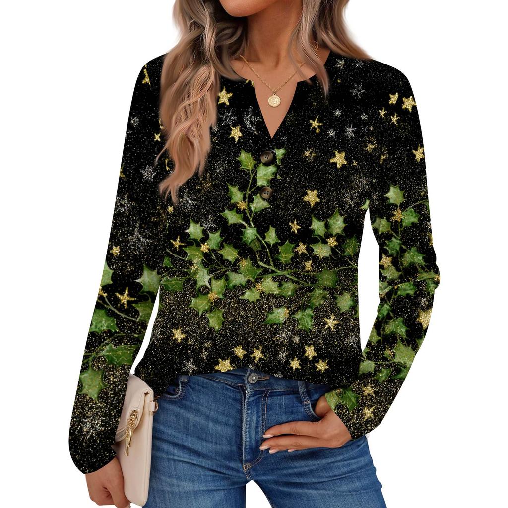 Women's Printed Long Sleeve Shirts Elegant Casual Tops Trendy Shirts Tops