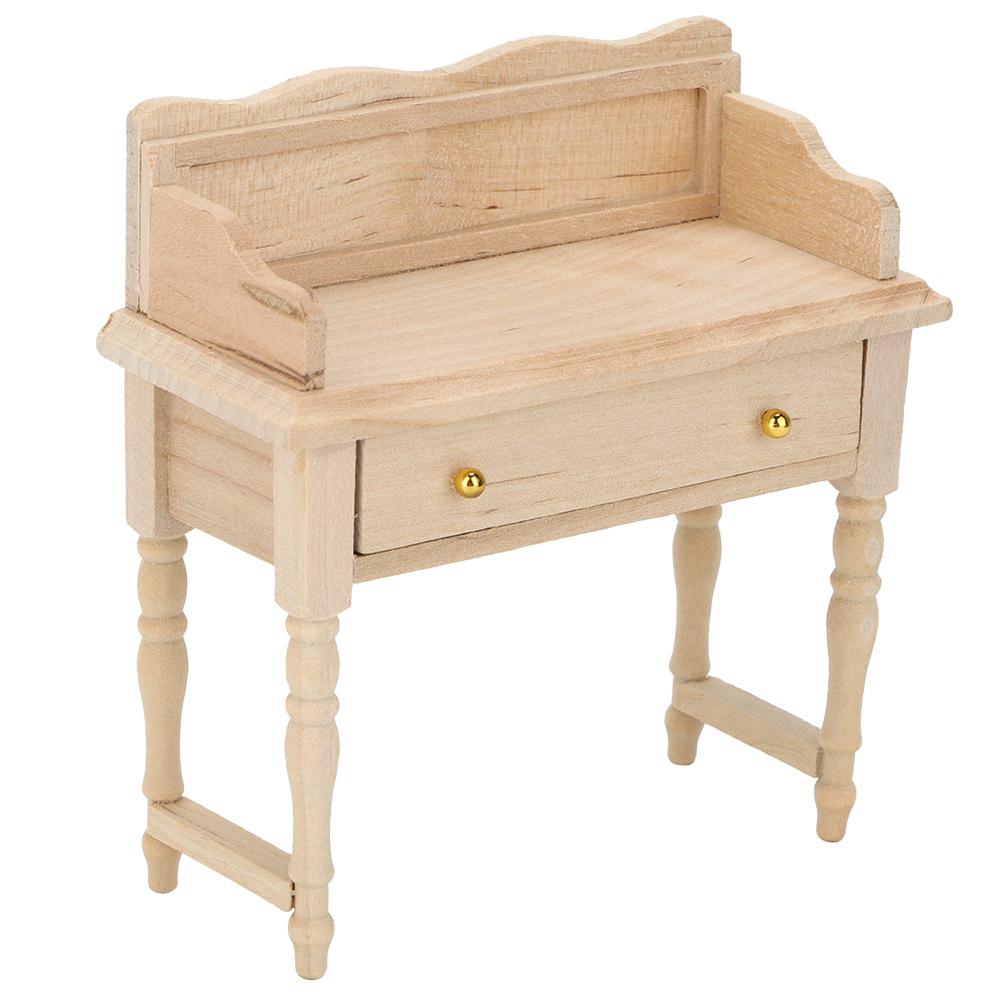 Model Mobilier Miniatură Birou din Lemn pentru 1:12 Accesoriu pentru Camera de Zi Casă de Păpuși