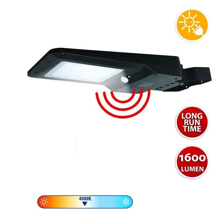 Balise Solaire - Borne Solaire - CRUISER : lampadaire à charge solaire 15W (1600lm) avec détecteur de mouvement