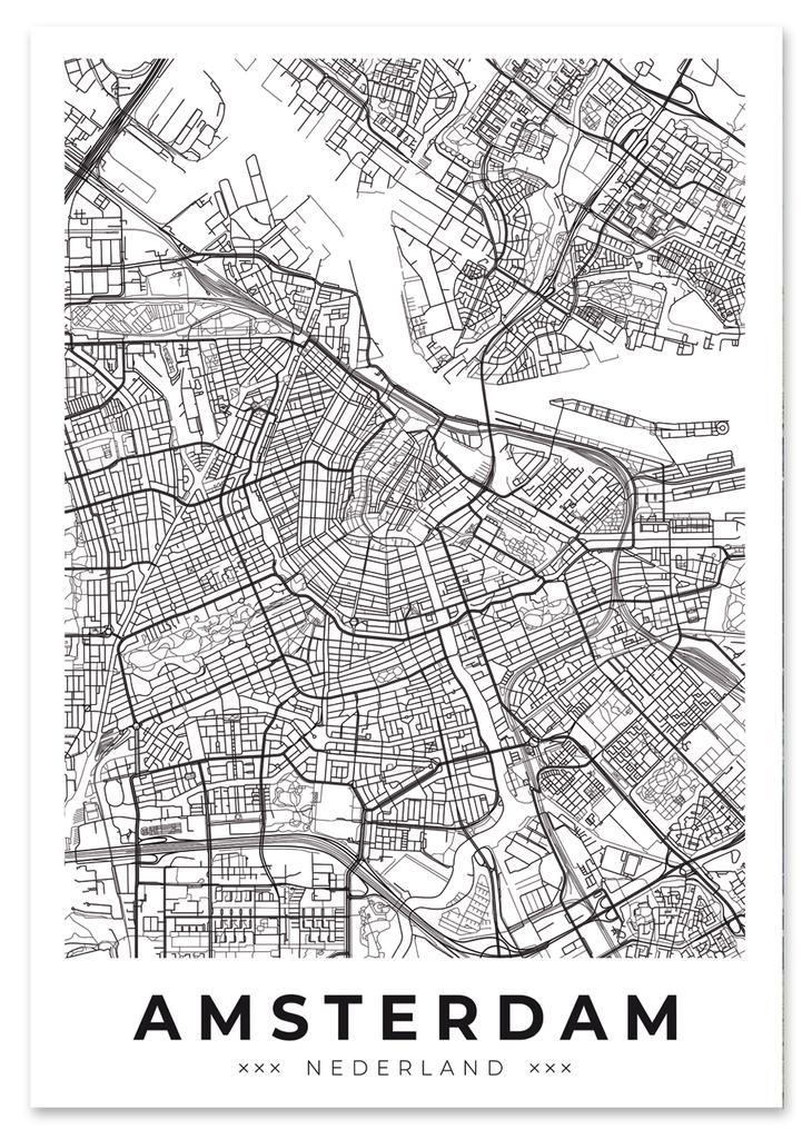 Poster Map City Plan Amsterdam