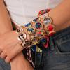 Fabric Silk Scarf Winding Hollow Round Open Bracelet Retro Bracelet
