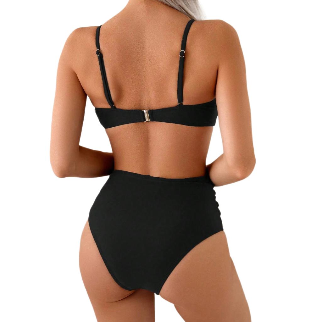 European And American New Swimsuit Female Sexy Solid Color Suspender Tube Top Bikini Beach Vacation Swimsuit Female