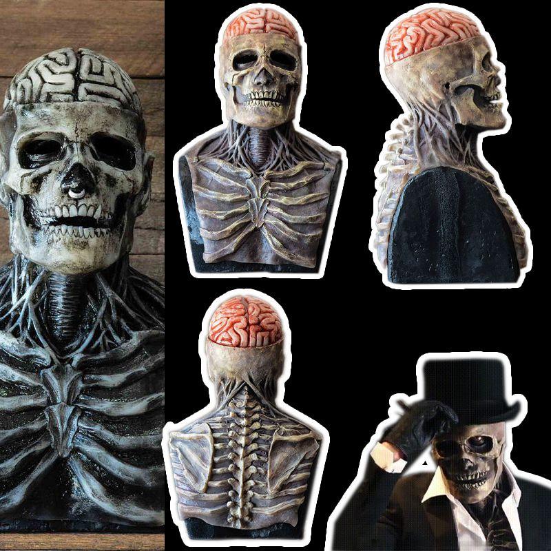 Mask Skeleton Biochemical For Halloween Props Silicone Full Cover Head Hat With