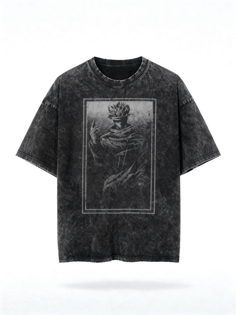 Gojo Shirt Anime, Jujutsu Kaisen Tee, Gojo Satoru Shirt, Mineral Wash T Shirt, M S разноцветный