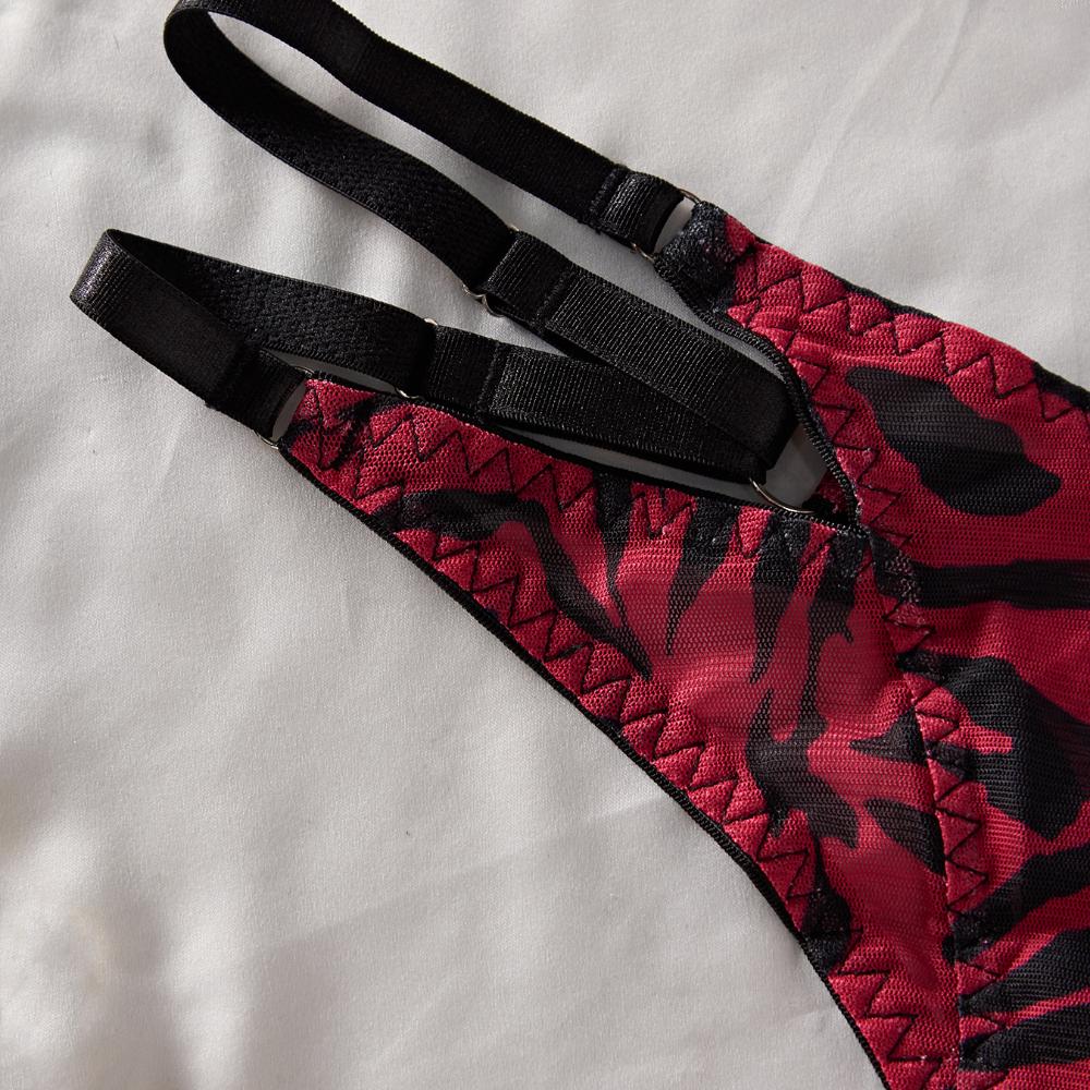 Sexy Women Underwear Set Europe Ultra Thin Zebra-stripe Brassiere Hollow Temptation Classic Bandage Underwire Push Up Bra Set