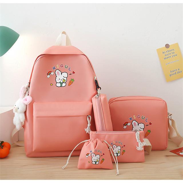 New Style High School Student Four-piece Set Backpack Junior High School Student High Appearance Value Backpack Children's Handbag Remedial Bag