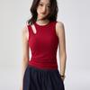 Women's Sleeveless Summer Top with Built-in Bra, Hollow Shoulder Straps