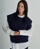 GRIDAJ Alpaca Crochet Knit Vest _ Navy