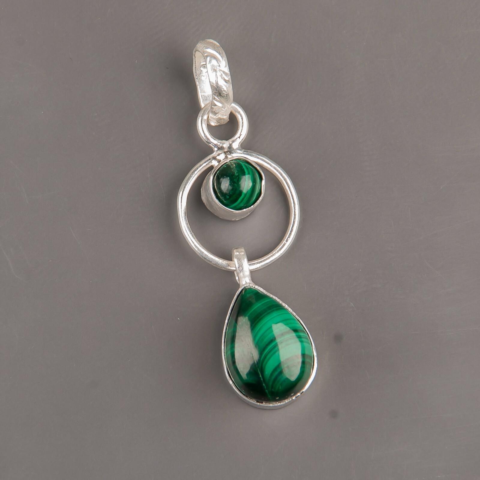 

Натуральный малахитовый драгоценный камень Ювелирные изделия из стерлингового серебра 925 ручной работы Подвеска 1,80 PP-10-20