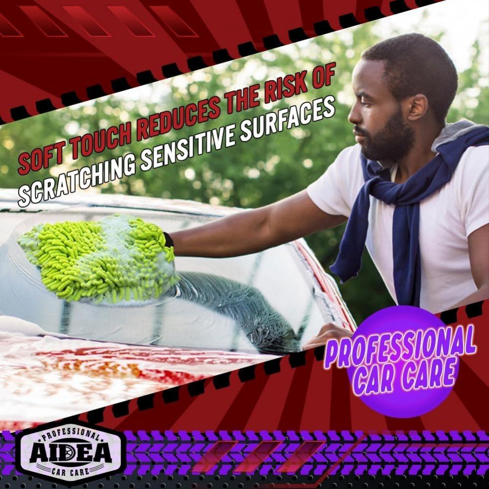 Car Cleaning Microfiber, 2-piece Set - Scratch Free and Lint Free, High-quality Lint Microfiber Car Wash Gloves - Green