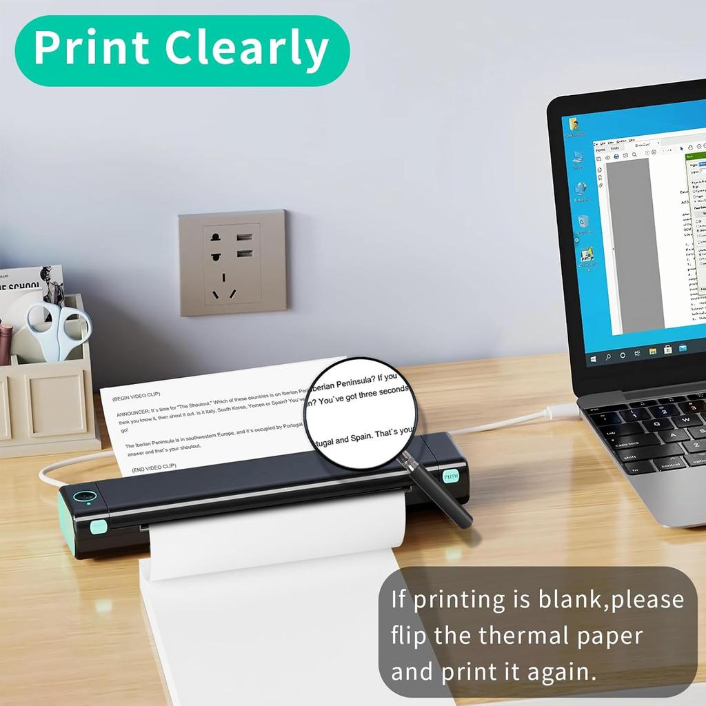 Thermal Printer Paper 8.5" x 11",US Letter Folding Printing Paper Compatible with A4 Portable Thermal Printer,Continuous Folded Printing Paper (100