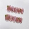 10Pcs Strawberry Sweetheart Cat Eye Handmade Press On Nails Removable Wearable Nail Art For Women And Girls