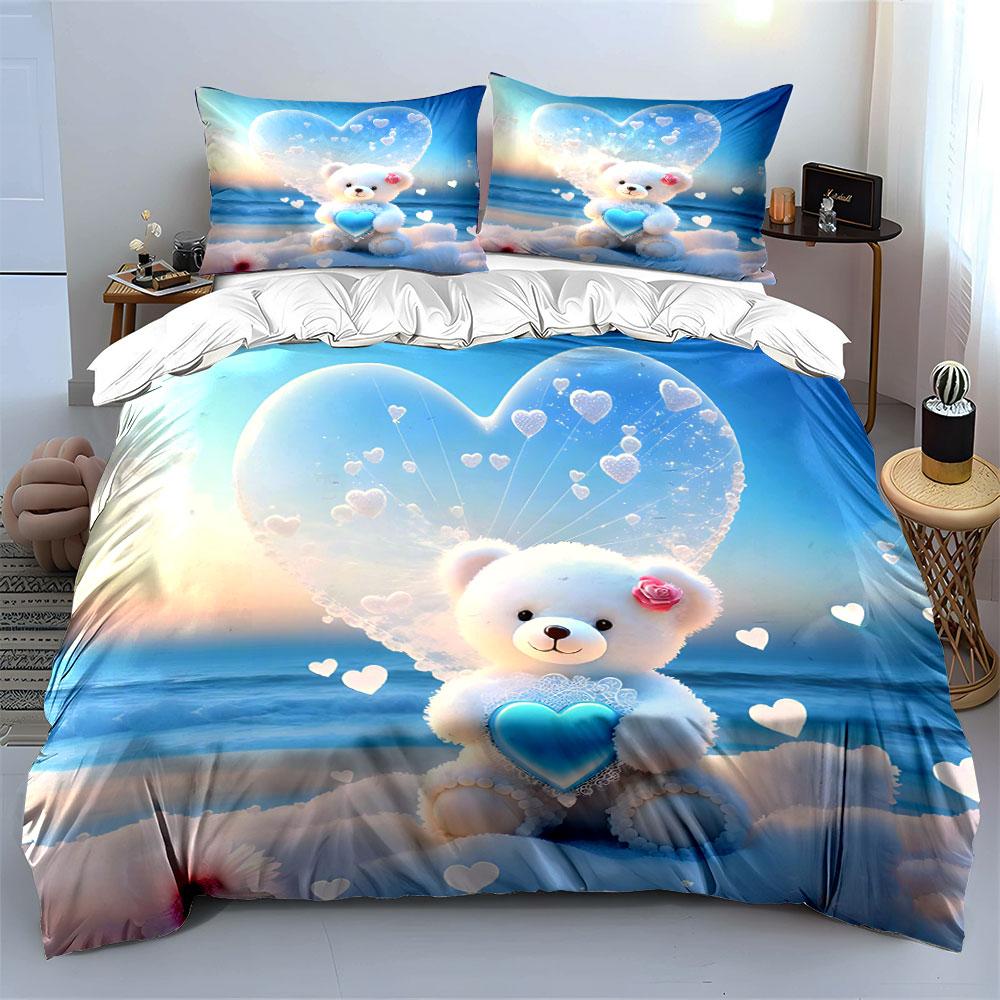 Heart Teddy Set For Gifting Multiple Sizes Kid'S And Adults' Bedroom Exquisite 3Pc Bedding Set, Gift