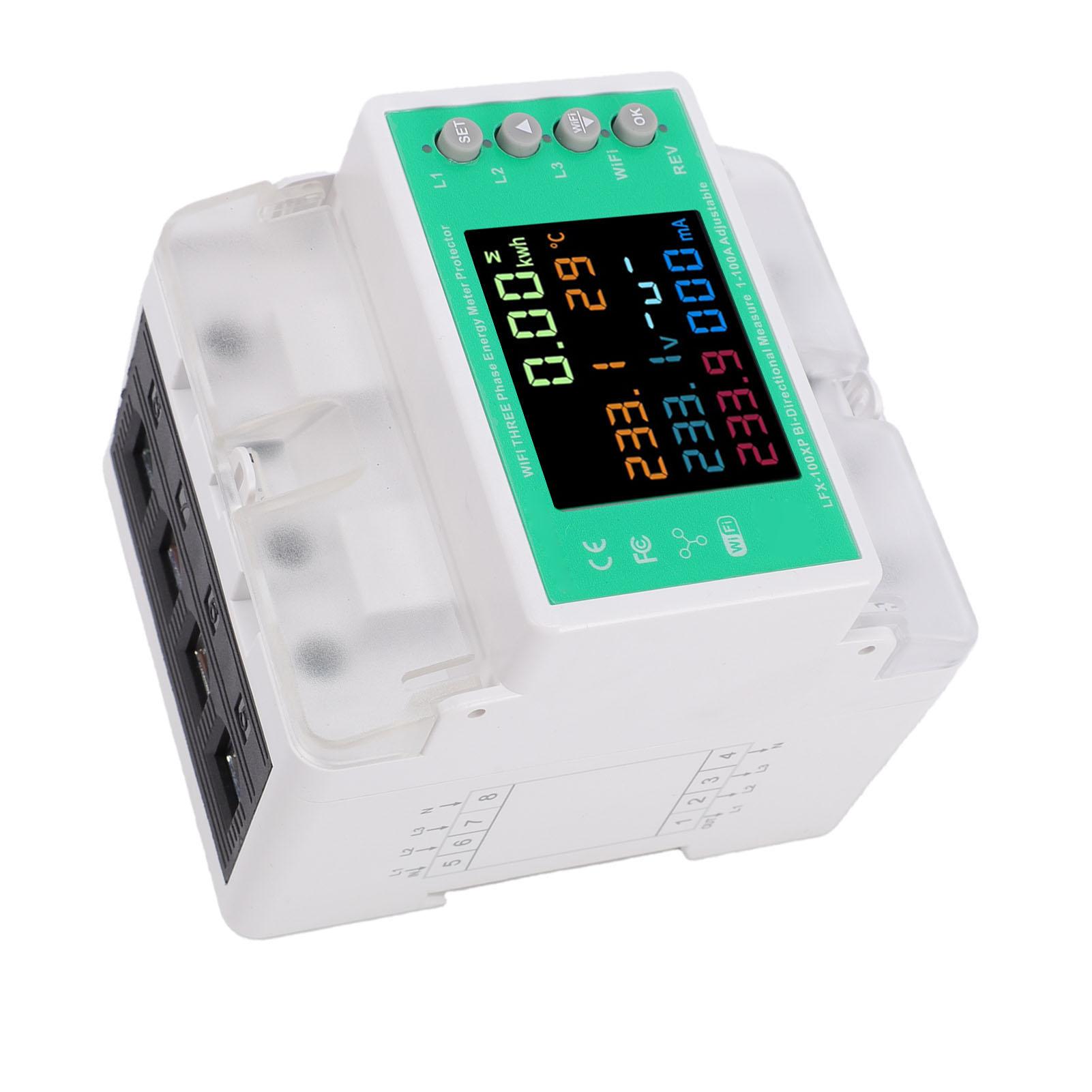 

3 Phase Energy Meter Protector Support for Tuya WiFi Intelligent 4 Wire Multifunctional 100A Phone Remote Control with