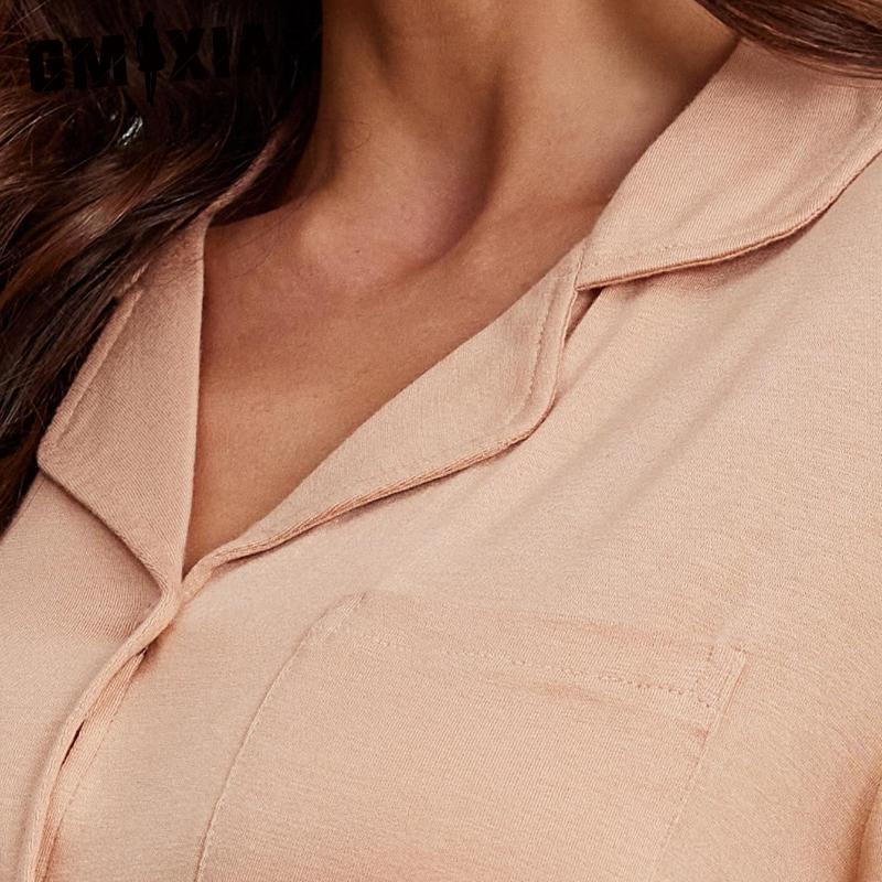 GMXIA Pyjamas Female Autumn and Winter Red New Year Christmas Ice Silk Long-sleeved Shirt Trousers Two-piece Homewear