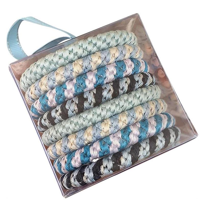 8Pcs Hair Bands, Elastic Hair Ties, Hair Accessories for Girls, Cotton Bands Soft Woven Ponytail Holders for Thick Hair and Curly Hair