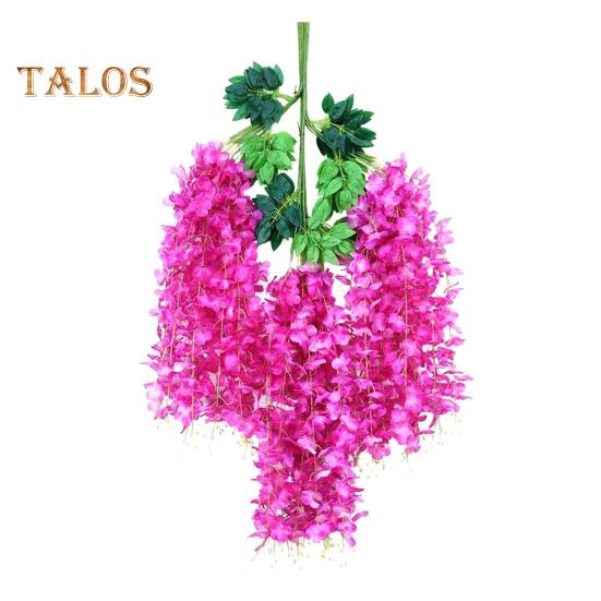 

12 шт. искусственных цветов глицинии, устойчивых к ультрафиолетовому излучению, искусственные цветы глицинии, подвесные искусственные цветы, виноградная лоза для патио, вечеринки, украшения для дома и интерьера пурпурно красный