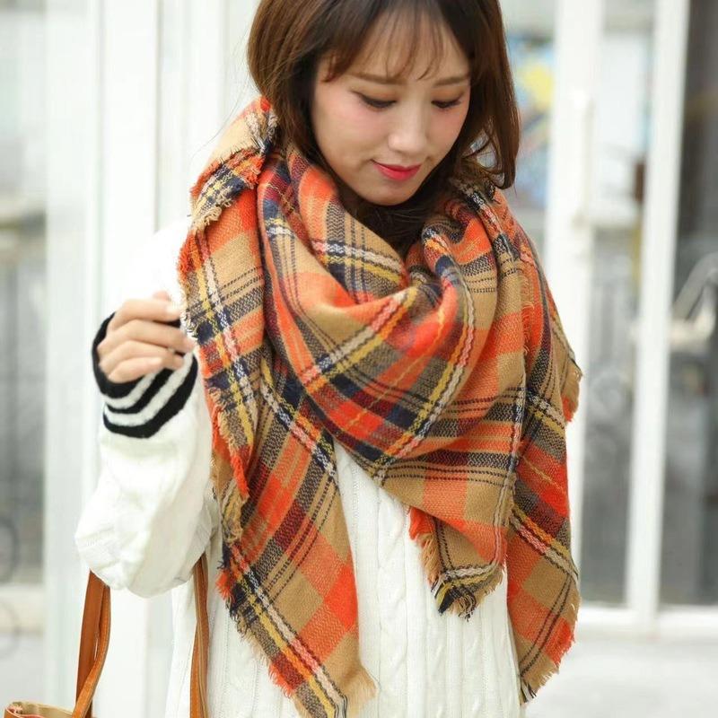 Premium shawl autumn and winter new Maillard imitation cashmere plaid scarf women's thickened warm versatile scarf