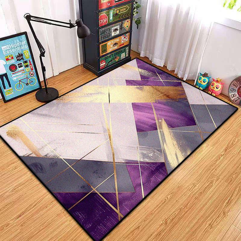 Modern Geometric Flannel Carpet Living Room High-end Luxury Hairless Tea Table Rug Bedroom Anti-slip Large Area Mat Cloakroom