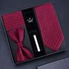 Tie Five-Piece Men'S Business Dress 8Cm Tie Blue Zipper Black Hand Tie Square Scarf Cufflinks