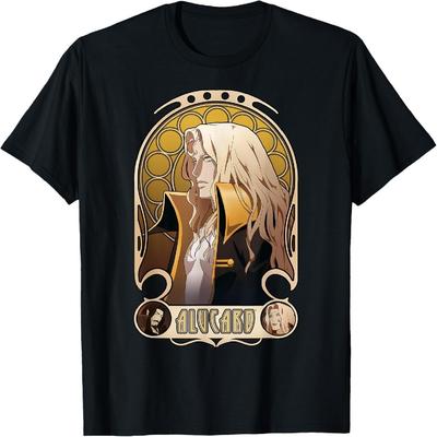 Castlevania Netflix Alucard Portrait T-Shirt, Men's Black Small Classic Fit Short Sleeve Crew Neck T-Shirt