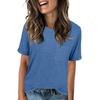 26-3-14-Women's Fashion Round Neck T-Shirt Solid Color Loose-Fit Short Sleeve Top2101