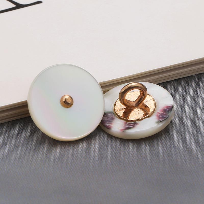 10pcs Black Shell Natural Shell Button Mother of Pearl Round Metal Shank Buttons for DIY Shirt Clothes Coat Sewing Accessories