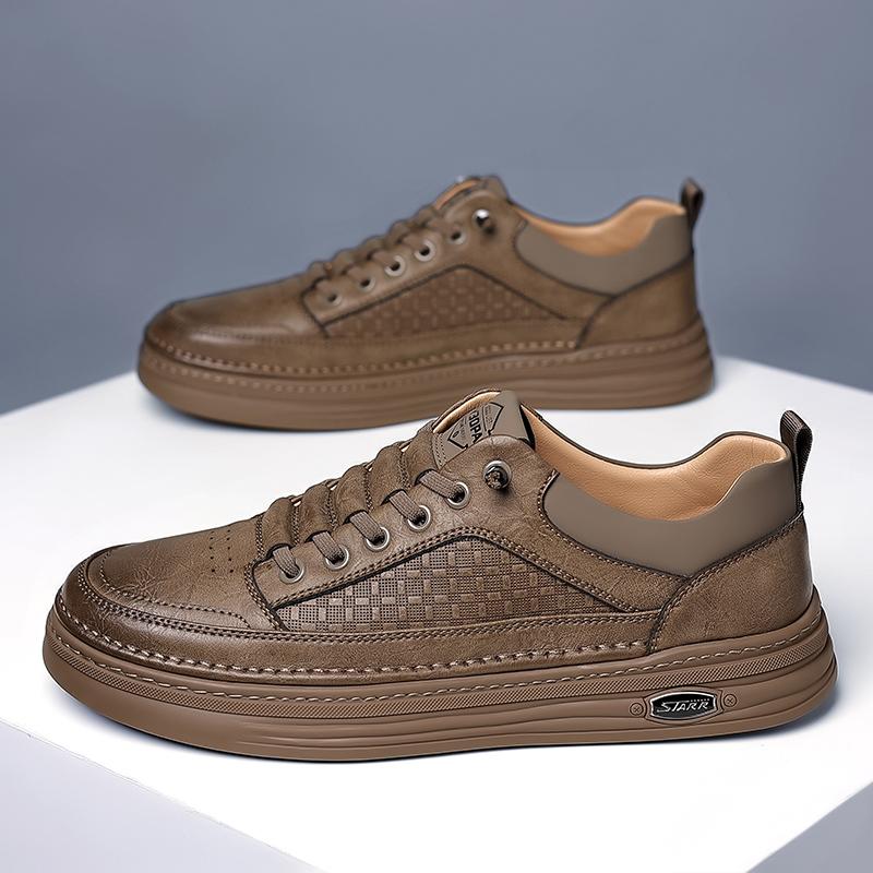 High Quality  Men's Leather Casual Shoes Wear-resistant Thick Soled Men's Oxford Shoes Versatile Outdoor Hiking Shoes