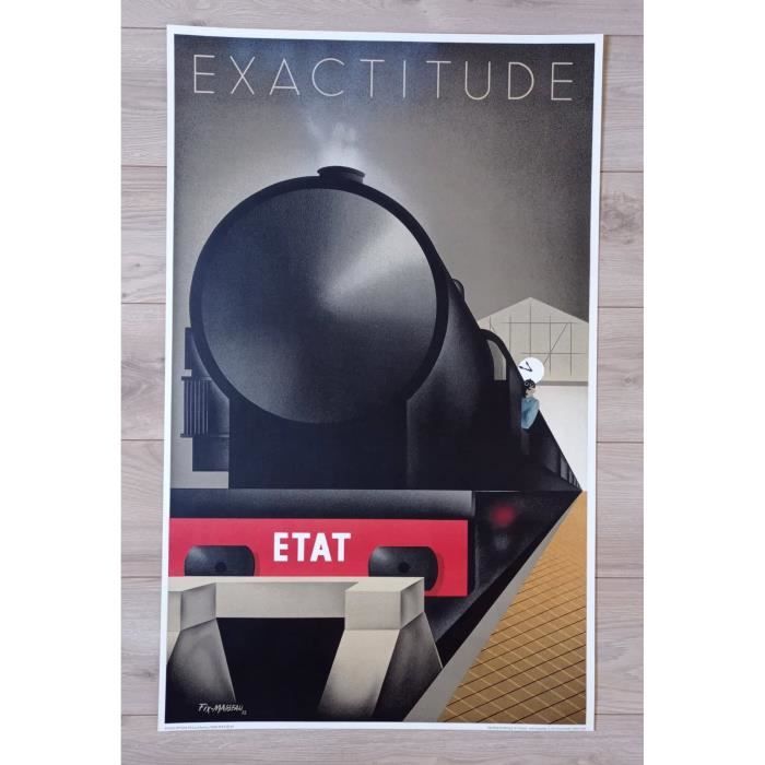 

Lithographie Exactitude Fix Masseau Format 62x100cm Roulée Train à vapeur