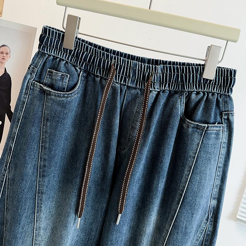 Autumn 2025 High Waist Plus Size Drawstring Dad Pants - Slimming Straight Leg