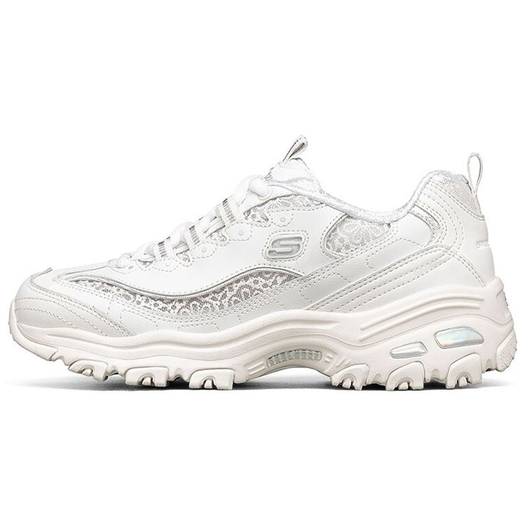 Skechers DLites Series 1.0 Fabric Synthetic Leather Fashion Comfortable Versatile Low-Top Dad Shoes Women sneaker White 149250-WHT 35