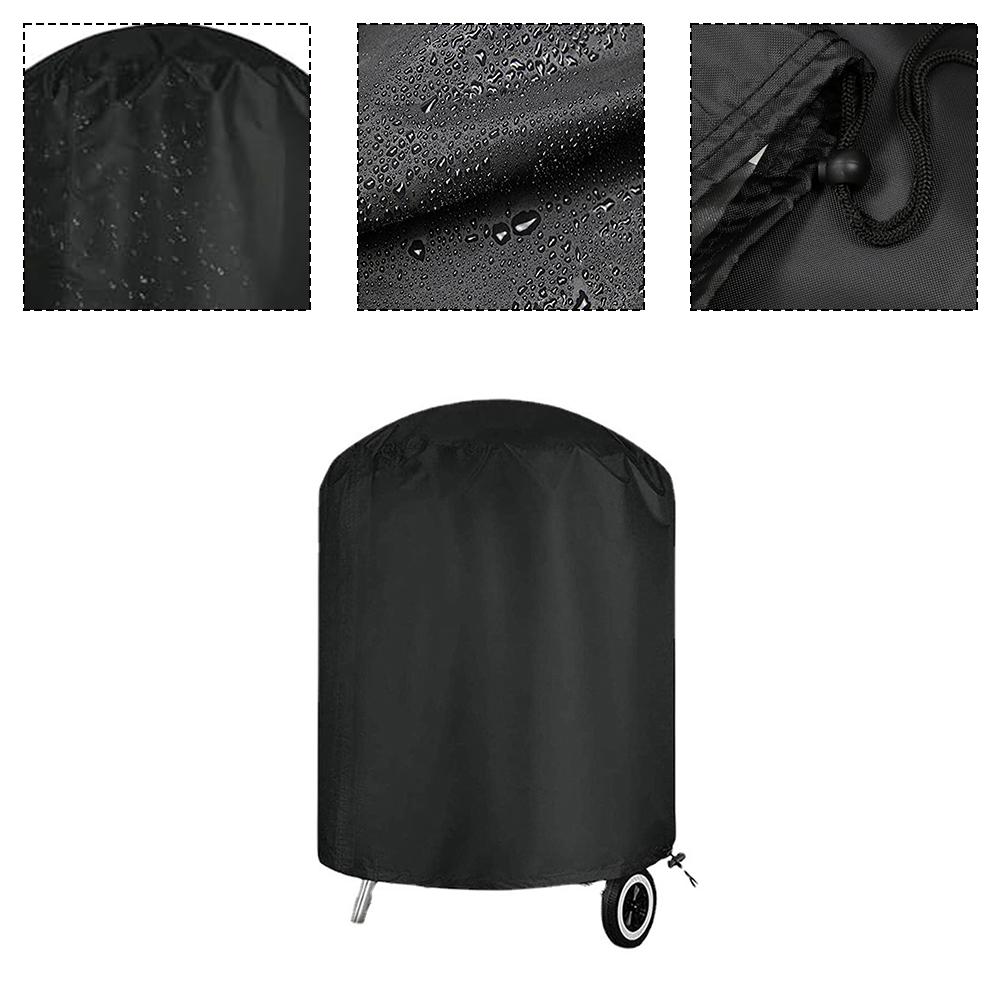 Round Waterproof Barbecue Grill Cover Heavy Duty Construction with Adjustable Fit for Maximum Protection Outdoors