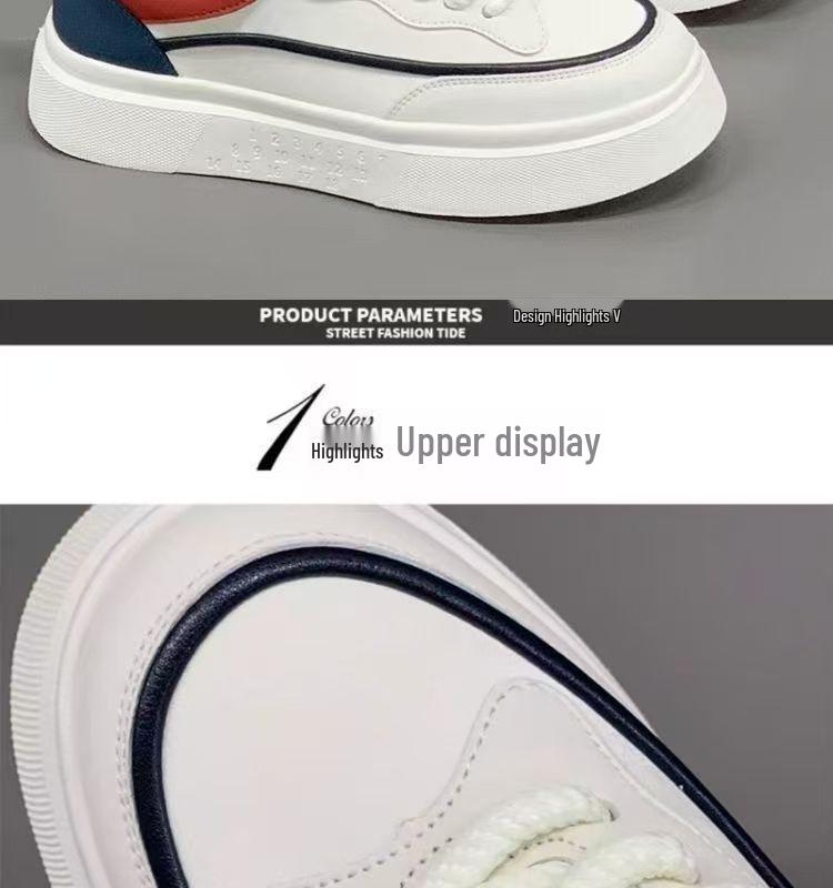 Herbst 2025 Herren Atmungsaktive Trendige Low-Top Weiß Skate Schuhe mit dicker Sohle