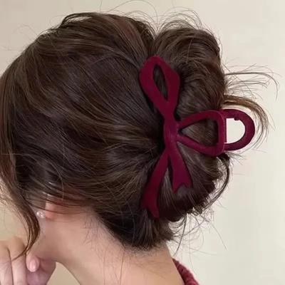 Nuovi Fermagli per Capelli Fiocco di Velluto Rosso Autunno Inverno Donne Clip a Pinza per Capelli Forcina Elegante Francese Accessori per Capelli Copricapo Femminile Regalo