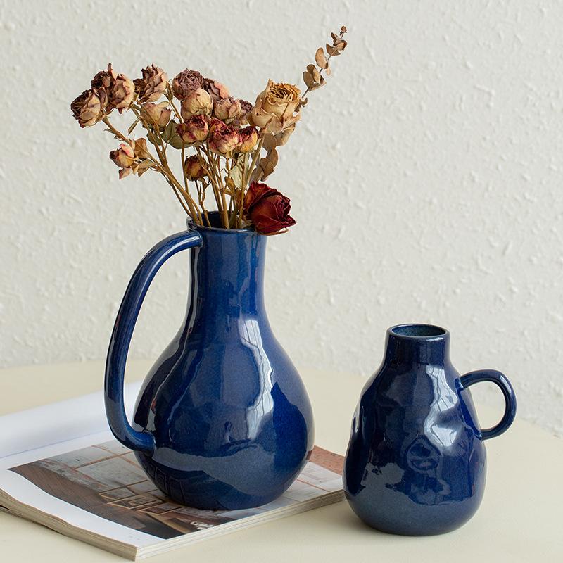 Vintage Wabi Sabi Ceramic Vase for Flower Arrangement Mid Century Modern Home Decor Desktop Water Culture Pot