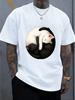 White Yin Yang Sleeping Black White Cat Graphic Unisexs Short Sleeve T Shirt Crew Neck Gentle Animal Casual Daily Soft Comfort Top