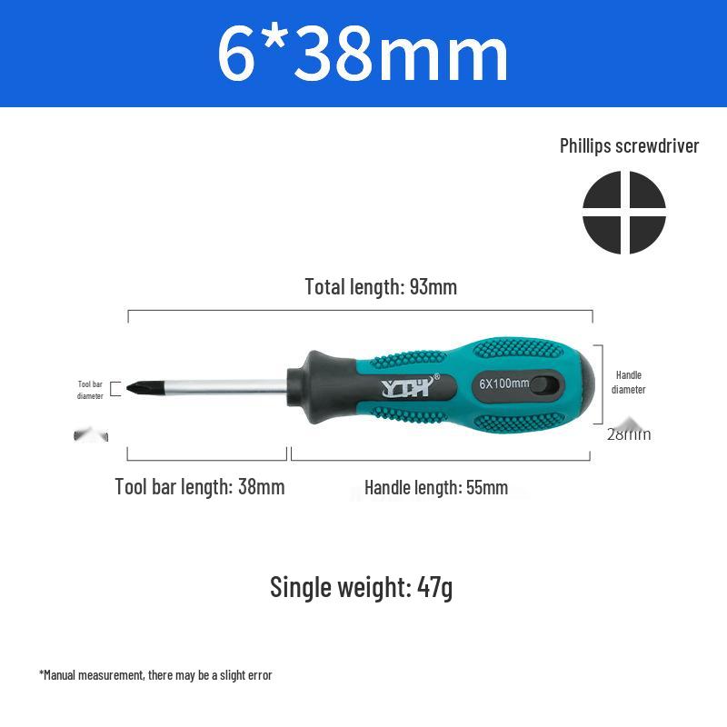 Heavy-Duty Screwdriver Set: Phillips & Flathead, Dual-Use Specialty Tool with Two-Color Handle