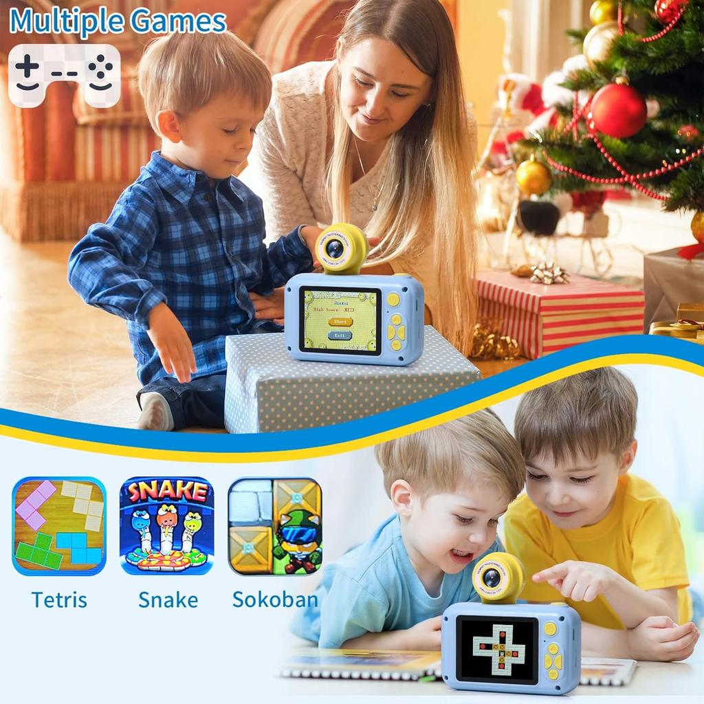 Kids Camera,2.4in IPS Screen Digital Camera,180°Flip Lens Camera,Children Selfie Camera with Playback Game,Christmas/Birthday Gift for 4 5 6 7 8 9