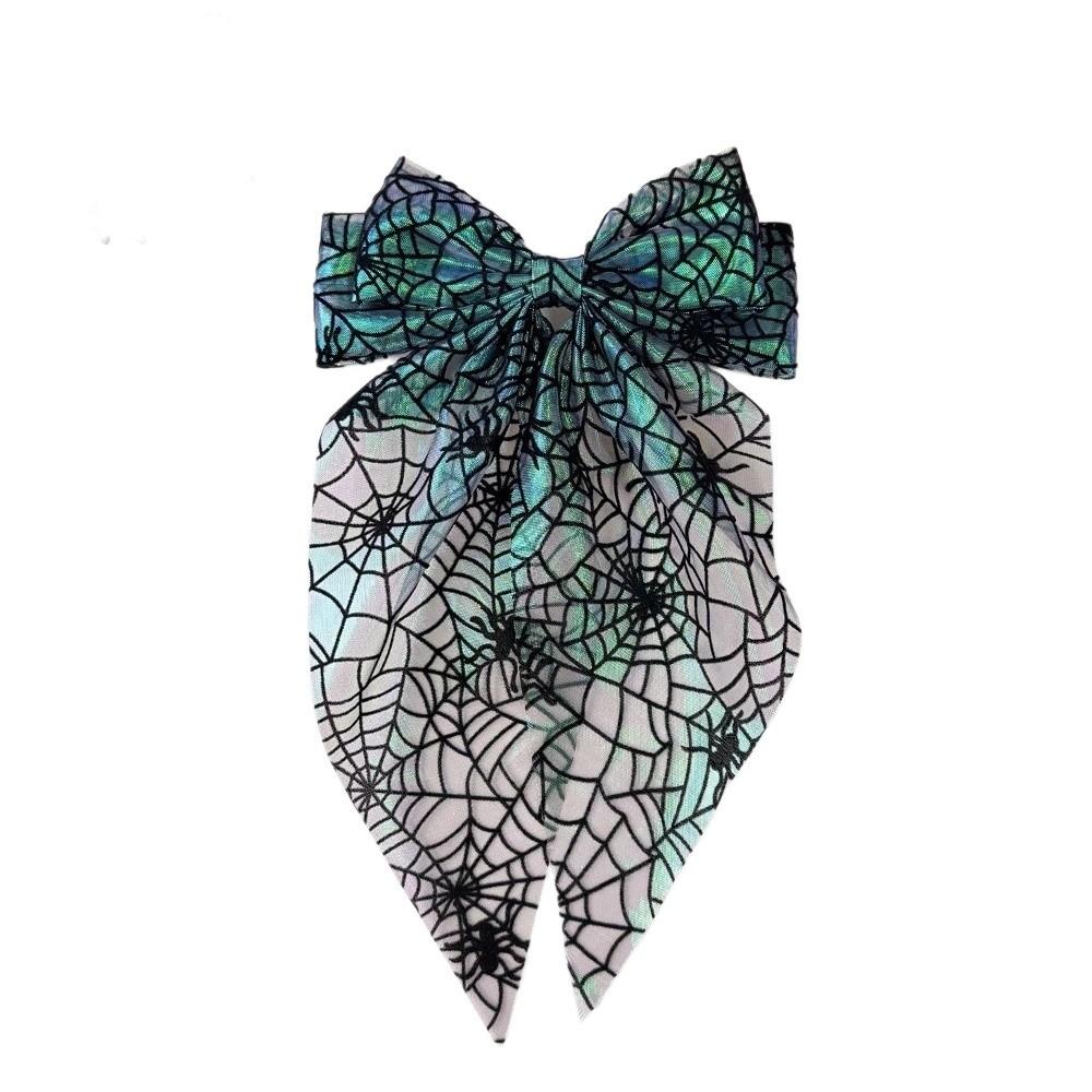 Gothic Spider Web Hair Bow Spring Clip Halloween Scrunchie Fashion Pumpkin Hair Clip Cosplay