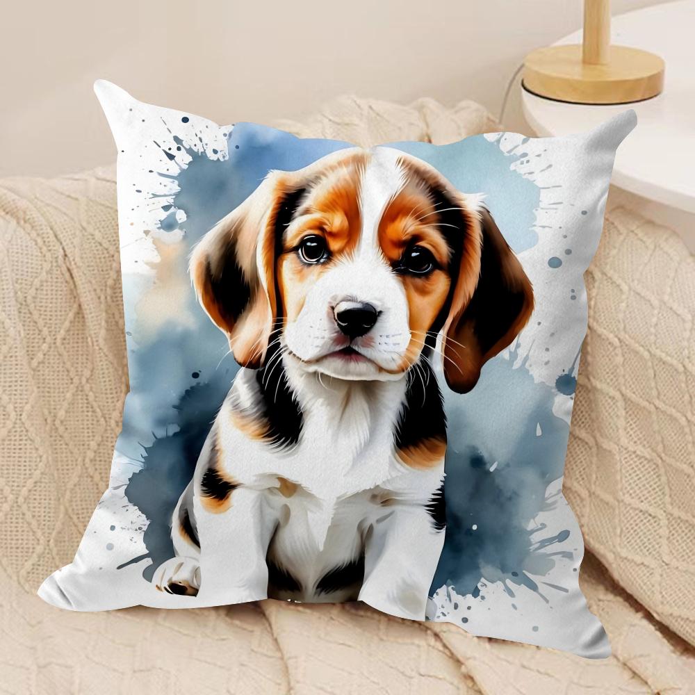 Pet Dog Art Cushion Cover Pillowcase Ultra Soft Skin Friendly Fabric Cloud Like Comfort Concealed Zipper