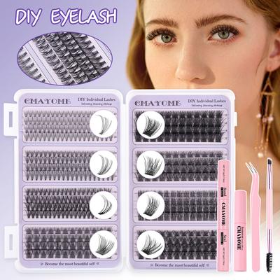 484 Cluster D Song Einzel-Cluster Falsche Wimpern Set 8-16mm DIY Segmentierte Dicke Geschwungene Wimpern