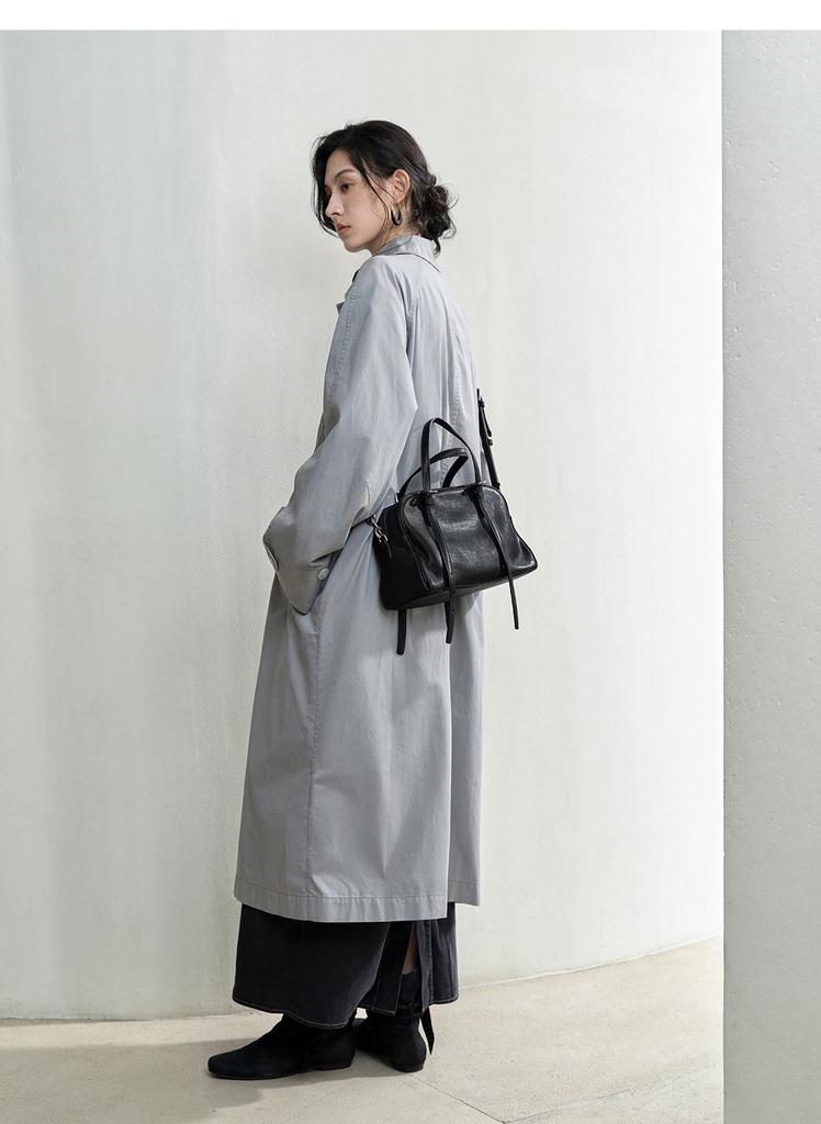 Qiu Zhen Lambskin Retro Casual Commute Leather Shoulder Bag - Versatile Crossbody Bag